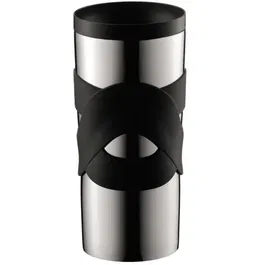 Bodum Travel Mug, Mug de voyage isotherme en acier inoxydable double paroi, Couvercle à vis hermétique, 0.35 litres, Noir