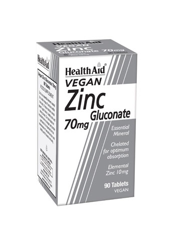 HEALTH AID Gluconato de Zinc 70 mg, 90 comprimés HEALTH AID Gluconato de Zinc 70 mg, 90 comprimés