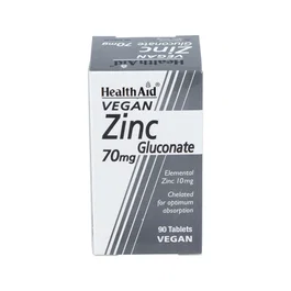 Health Aid Gluconate de Zinc 90 Comprimés Complément Alimentaire Immunité Vegan