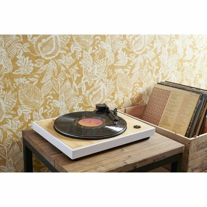 Thomson TT301 - Platine vinyle design bois et blanc - Audio-Technica AT3600L