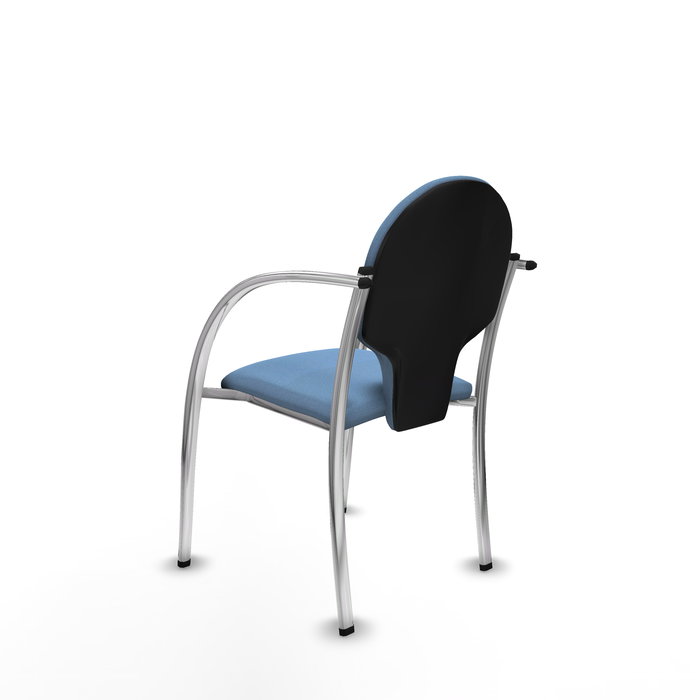 Silla Hellín tapizada con Tela color Azul cielo. Brazos fijos Silla Hellín tapizada con Tela color Azul cielo. Brazos fijos