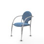 Silla Hellín tapizada con Tela color Azul cielo. Brazos fijos