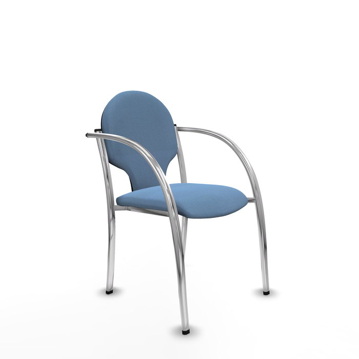 Silla Hellín tapizada con Tela color Azul cielo. Brazos fijos Silla Hellín tapizada con Tela color Azul cielo. Brazos fijos