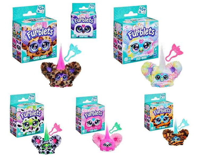 Hasbro Furby Furblets - Peluche musicale interactive 12 cm avec plus de 45 sons et chansons - Compatible avec Furby - Langues: EN, FR, ES, PT, DE