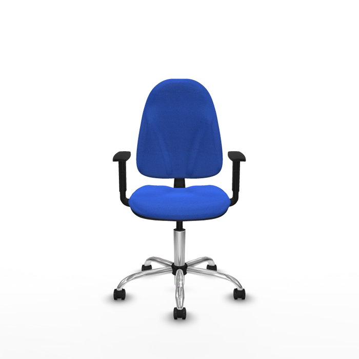PIQUERAS Y CRESPO Chaise de bureau Algarra, tissu bleu, base chromée, accoudoirs 1D