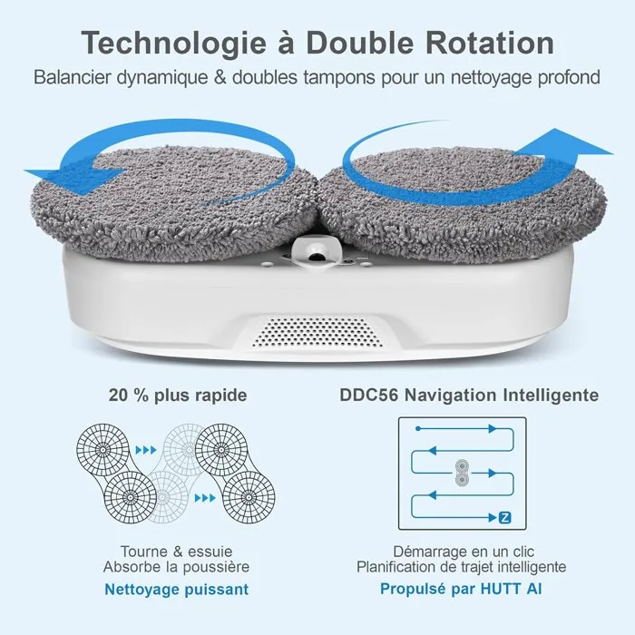 HUTT DDC56 Robot Laveur de Vitres avec Double Pulvérisation d'eau et Système de Protection - Robot Nettoyeur Automatique pour Surfaces Vitrées