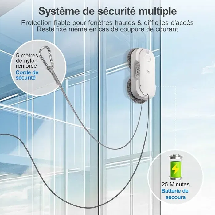 HUTT DDC56 Robot Laveur de Vitres avec Double Pulvérisation d'eau et Système de Protection - Robot Nettoyeur Automatique pour Surfaces Vitrées