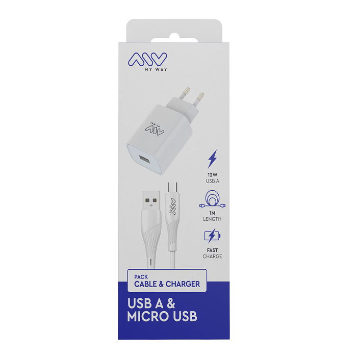 Chargeur mural + Câble USB A vers USB-C Myway Blanc 12 W