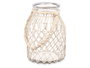 Giftdecor Porte-bougie en verre et corde blanc transparent 22 x 30 x 20 cm (Set de 4)