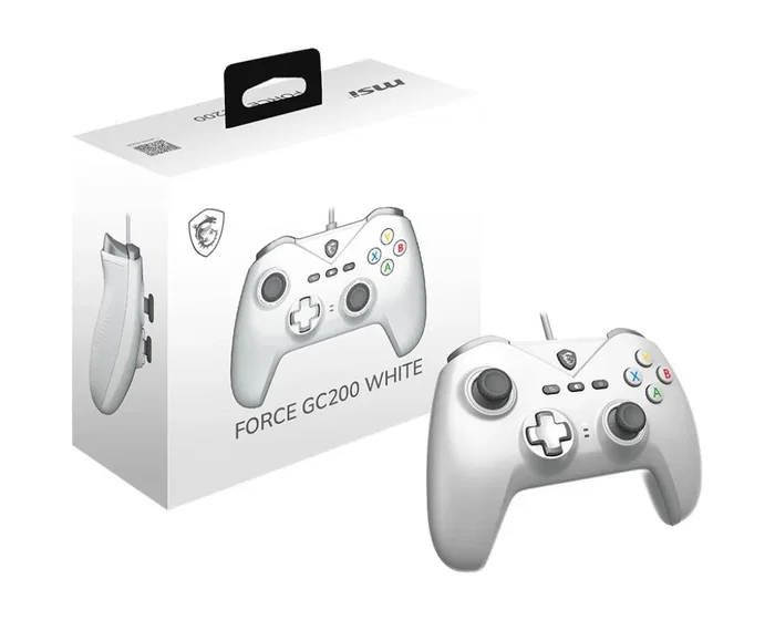 MSI GC200 - Manette de jeu filaire pour PC - Force GC200 - Joysticks analogiques, gâchettes à effet Hall - Blanc