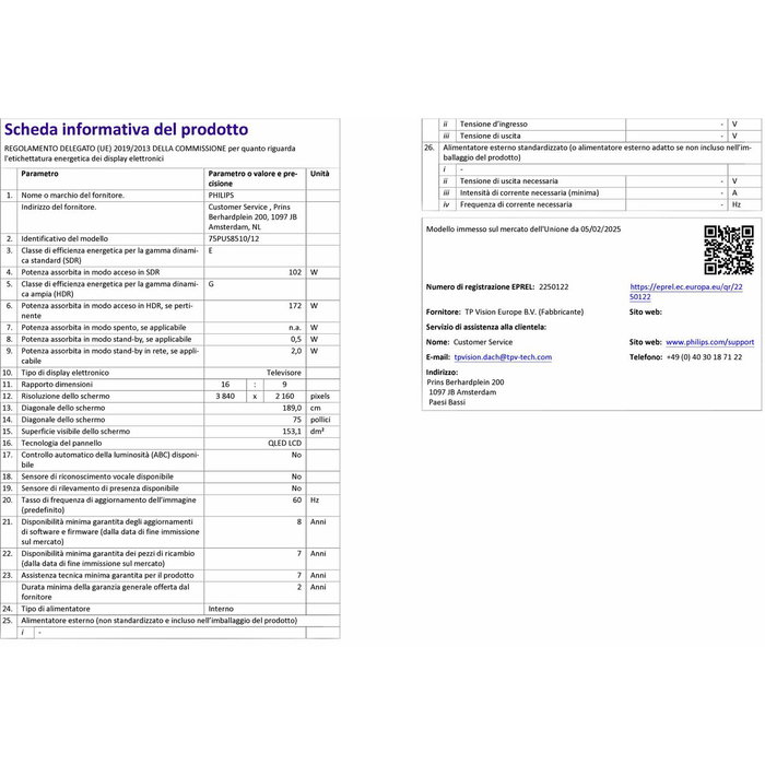 TV intelligente Philips 75PUS8510/12 4K Ultra HD 75" LED HDR QLED TV intelligente Philips 75PUS8510/12 4K Ultra HD 75" LED HDR QLED
