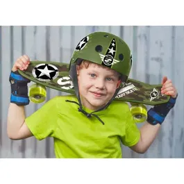 Stamp Casque Skate STAMP Skids Control Military Star - Vert - Taille 53/57 cm - Ajustement par molette - Protection EPS/ABS - Mixte Enfant