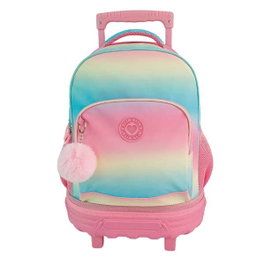 Toybags Mochila Trolley Fjo - Sac à dos à roulettes compact double corps grande capacité, rose dégradé brillant, 44 x 34 x他们说24 cm