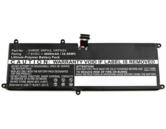 CoreParts Batterie Li-Pol 34.96Wh 7.6V 4600mAh Noir pour Dell Latitude 11 5175, 11 5179, 5175 CoreParts Batterie Li-Pol 34.96Wh 7.6V 4600mAh Noir pour Dell Latitude 11 5175, 11 5179, 5175