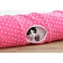 Kerbl Tunnel pour chat Puntino Rose et blanc 100 cm - Jeu pliable avec 3 entrées et balle