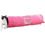 Kerbl Tunnel pour chat Puntino Rose et blanc 100 cm - Jeu pliable avec 3 entrées et balle