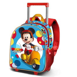Karactermania Sac à dos à roulettes 3D Mickey Mouse Scooter avec anse télescopique - 26 x 13 x 34 cm