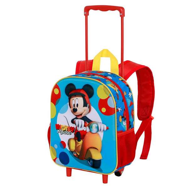 Karactermania Sac à dos à roulettes 3D Mickey Mouse Scooter avec anse télescopique - 26 x 13 x 34 cm