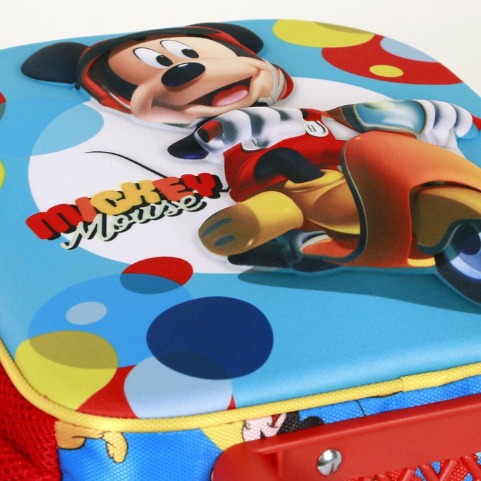 Cartable 3D avec roulettes Mickey Mouse Scooter Bleu Rouge 26 x 13 x 34 cm