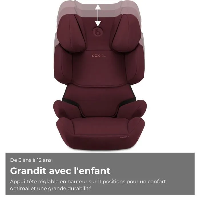 Cybex Siège auto rehausseur Solution X i-Fix 3 à 12 ans (15-50 kg, 100-150 cm) Rouge - Réhausseur avec fixation ISOFIX, têtière inclinable et conforme R129/03