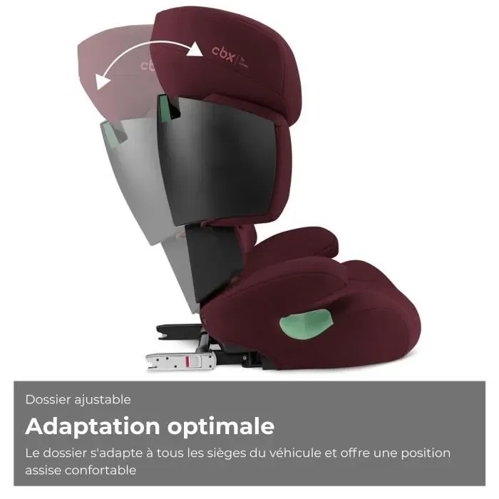 Cybex Siège auto rehausseur Solution X i-Fix 3 à 12 ans (15-50 kg, 100-150 cm) Rouge - Réhausseur avec fixation ISOFIX, têtière inclinable et conforme R129/03
