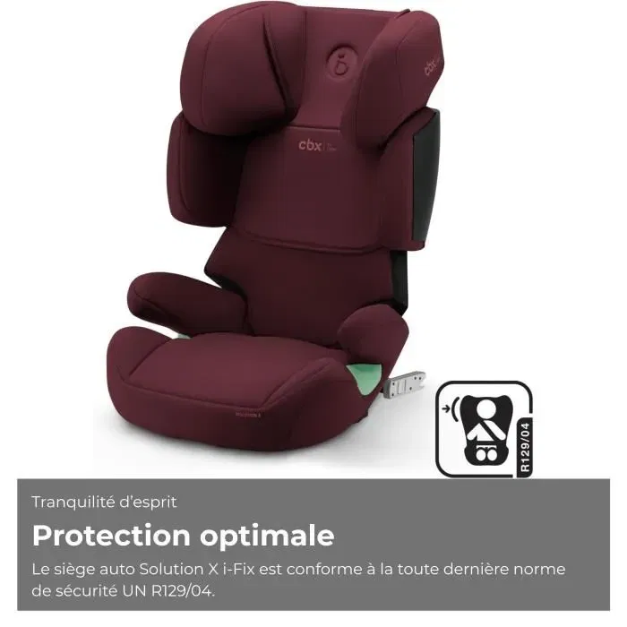 Cybex Siège auto rehausseur Solution X i-Fix 3 à 12 ans (15-50 kg, 100-150 cm) Rouge - Réhausseur avec fixation ISOFIX, têtière inclinable et conforme R129/03