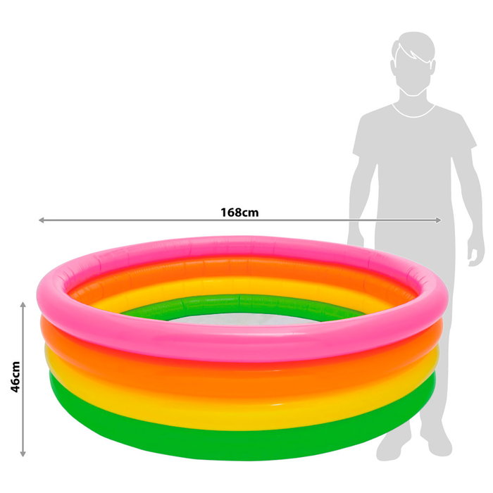 INTEX Piscine Gonflable 4 Anneaux Sunset 780 Litres - Diamètre 168 cm - Pour Enfants - Référence 56441