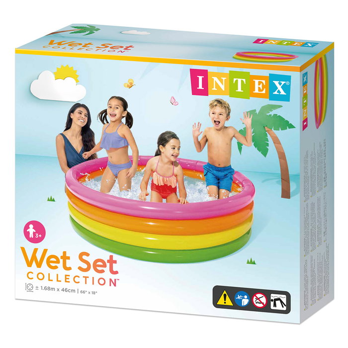 INTEX Piscine Gonflable 4 Anneaux Sunset 780 Litres - Diamètre 168 cm - Pour Enfants - Référence 56441