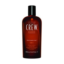 American Crew Crew 3 en 1 - Shampoing, après-shampoing et gel douche 450 ml - Pour tous types de cheveux