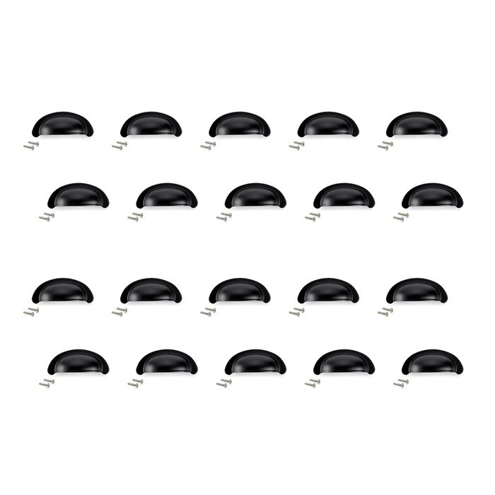 Emuca Lot de 20 poignées pour meubles Alberic, L77mm, entraxe 64mm, Zamak, Noir Emuca Lot de 20 poignées pour meubles Alberic, L77mm, entraxe 64mm, Zamak, Noir
