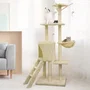 JIPSY Arbre à chat beige 138 cm - 3 plateformes, niche, perchoir, escalier, poteaux à griffer - Réf. ALC12