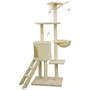 JIPSY Arbre à chat beige 138 cm - 3 plateformes, niche, perchoir, escalier, poteaux à griffer - Réf. ALC12