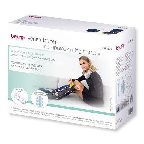 Beurer FM-150 Bottes de Pressthérapie pour Usage Domestique avec Massage de Compression pour Circulation, Varices et Jambes Lourdes