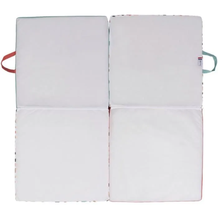 Tineo Tapis d'éveil Malin - Tapis évolutif multifonction 3-en-1 (120 x 120 cm) avec motifs géométriques et animaux rigolos