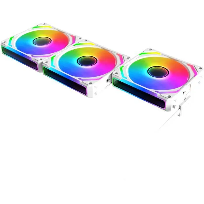 Xigmatek Starlink Ultra Arctic Blanc - Pack de 3 Ventilateurs PC ARGB 120mm, 800-2000 RPM, <29.2 dBA, 68.5 CFM, Hub Inclus
