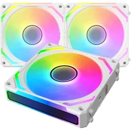 Xigmatek Starlink Ultra Arctic Blanc - Pack de 3 Ventilateurs PC ARGB 120mm, 800-2000 RPM, <29.2 dBA, 68.5 CFM, Hub Inclus