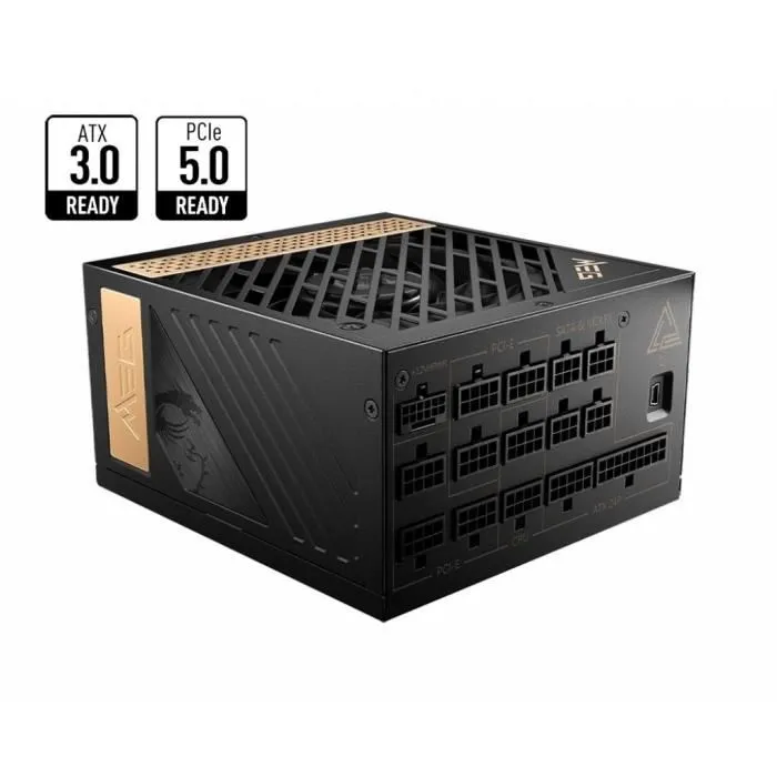 MSI MEG Ai1300P PCIE5 Alimentation PC 1300W ATX 3.0 Entièrement Modulaire 80 Plus Platinum - Noir MSI MEG Ai1300P PCIE5 Alimentation PC 1300W ATX 3.0 Entièrement Modulaire 80 Plus Platinum - Noir