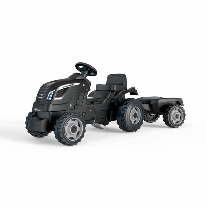 Smoby Tracteur à pédales Farmer XL avec remorque - Noir