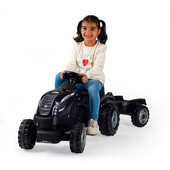 Smoby Tracteur à pédales Farmer XL avec remorque - Noir