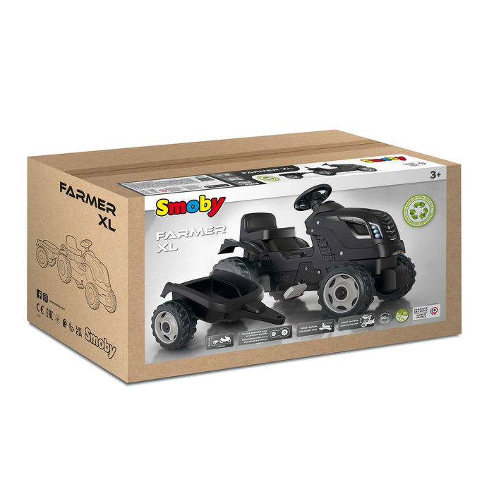 Smoby Tracteur à pédales Farmer XL avec remorque - Noir