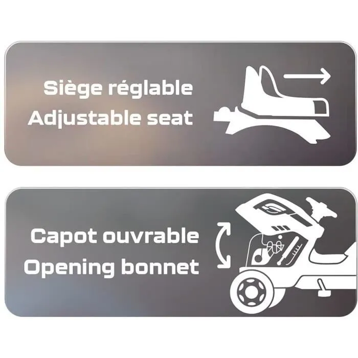 Smoby - Tracteur à pédales Farmer XL avec remorque détachable - Siège ajustable, volant avec klaxon, capot ouvrant - Noir, 90% plastique recyclé, fabriqué en France