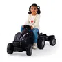 Smoby - Tracteur à pédales Farmer XL avec remorque détachable - Siège ajustable, volant avec klaxon, capot ouvrant - Noir, 90% plastique recyclé, fabriqué en France