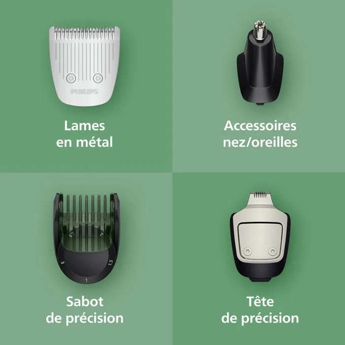 Philips MG5941/15 - Tondeuse multifonction 11-en-1 sans fil et étanche pour barbe et cheveux - Series 5000 - Autonomie 120 min - Gris clair