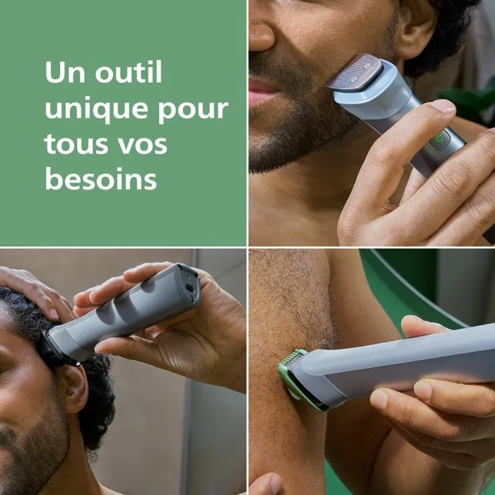 Philips MG5941/15 - Tondeuse multifonction 11-en-1 sans fil et étanche pour barbe et cheveux - Series 5000 - Autonomie 120 min - Gris clair