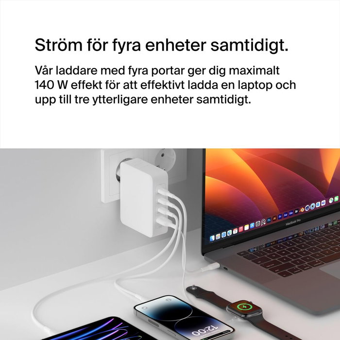 Chargeur mural Belkin WCH014BTWH 140 W Blanc