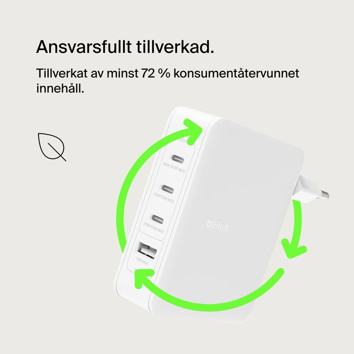 Chargeur mural Belkin WCH014BTWH 140 W Blanc