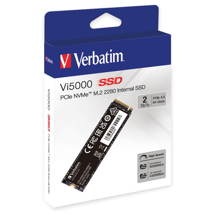 Verbatim Vi5000 M.2 SSD 2TB PCIe4 NVMe Verbatim Vi5000 M.2 SSD 2TB PCIe4 NVMe