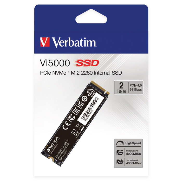 Verbatim Vi5000 M.2 SSD 2TB PCIe4 NVMe Verbatim Vi5000 M.2 SSD 2TB PCIe4 NVMe
