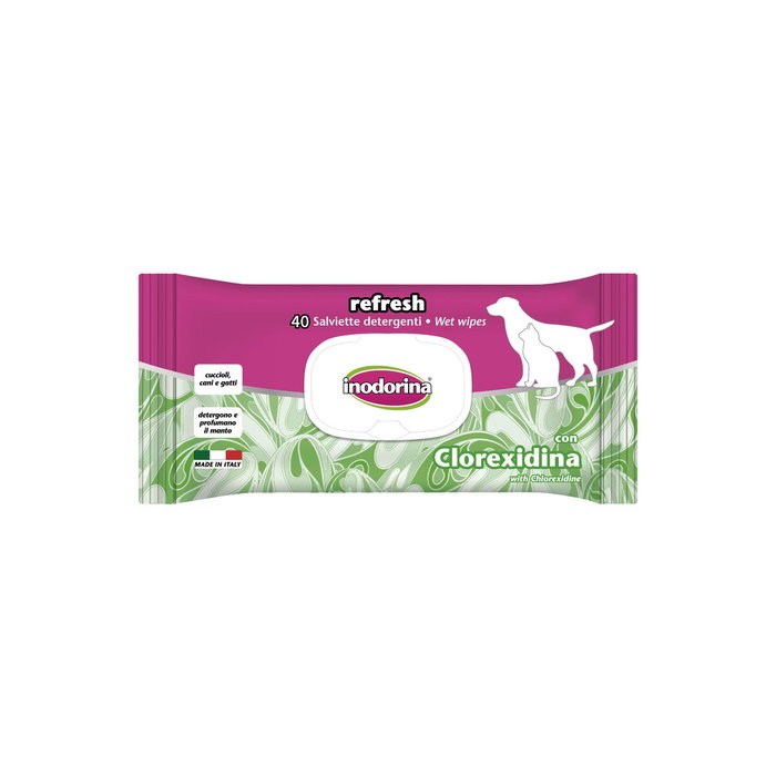Lingettes humides pour animaux domestiques Inodorina REFRESH Lingettes humides pour animaux domestiques Inodorina REFRESH