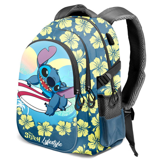 Karactermania - Sac à dos Disney Stitch Lifestyle 44L, port USB, compartiments multiples, dos et sangles rembourrés, imperméable, adaptable au chariot Karactermania - Sac à dos Disney Stitch Lifestyle 44L, port USB, compartiments multiples, dos et sangles rembourrés, imperméable, adaptable au chariot